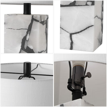Elizabeth 24.25" Contemporary Coastal Alabaster LED Table Lamp with Body Night Light